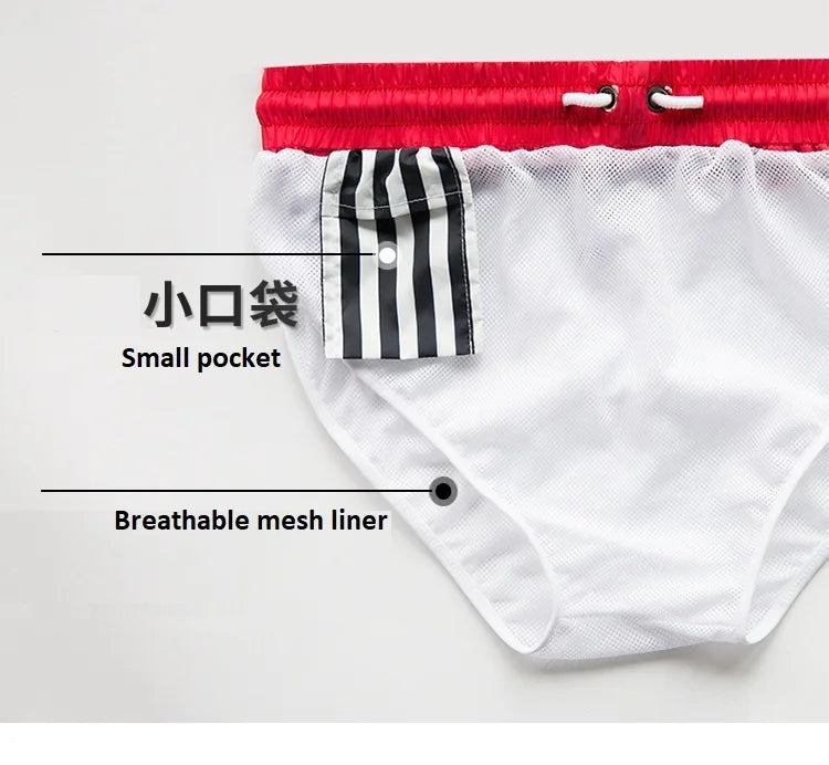 Beach Stripes Boardshorts - Red