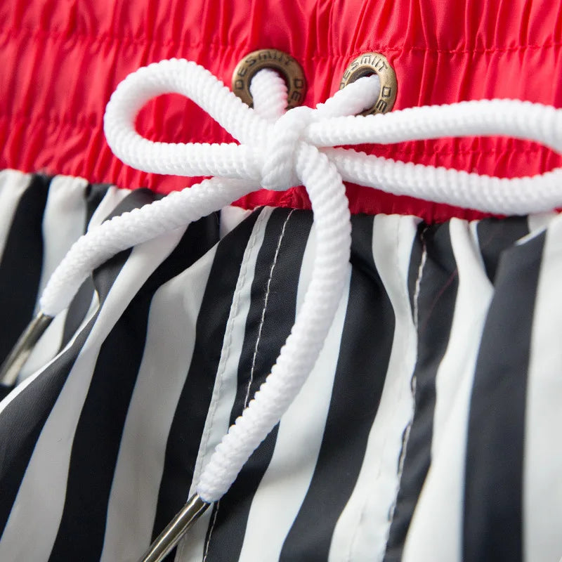 Beach Stripes Boardshorts - Red